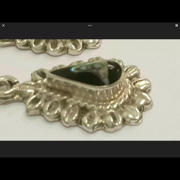 Onyx Abalone inlay 925 CBC Taxco Mexico EUC Sweet - Picture 4 of 6